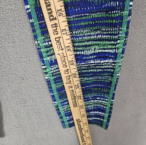 Athleta Athletic Womens Leggings Blue Green Strip Size Medium M - Picture 5 of 9